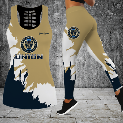 [FAN EXCLUSIVE] NEW CUSTOMIZED MLS10 PPF PHILADELPHIA UNION HOLLOW TANK TOP & LEGGINGS SET