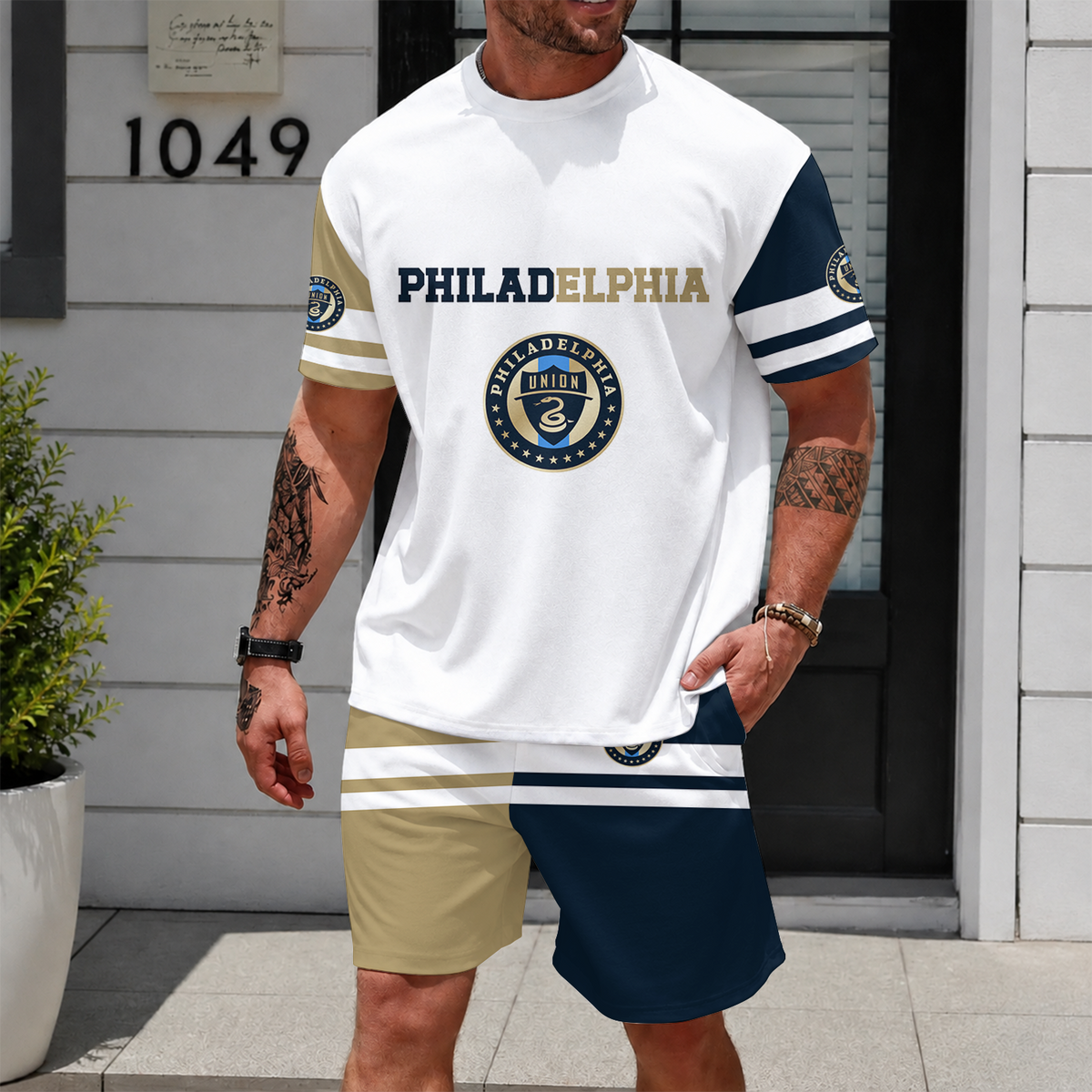[FAN EXCLUSIVE] NEW CUSTOMIZED MLS10 PPF PHILADELPHIA UNION UNISEX T-SHIRT & SHORTS SET