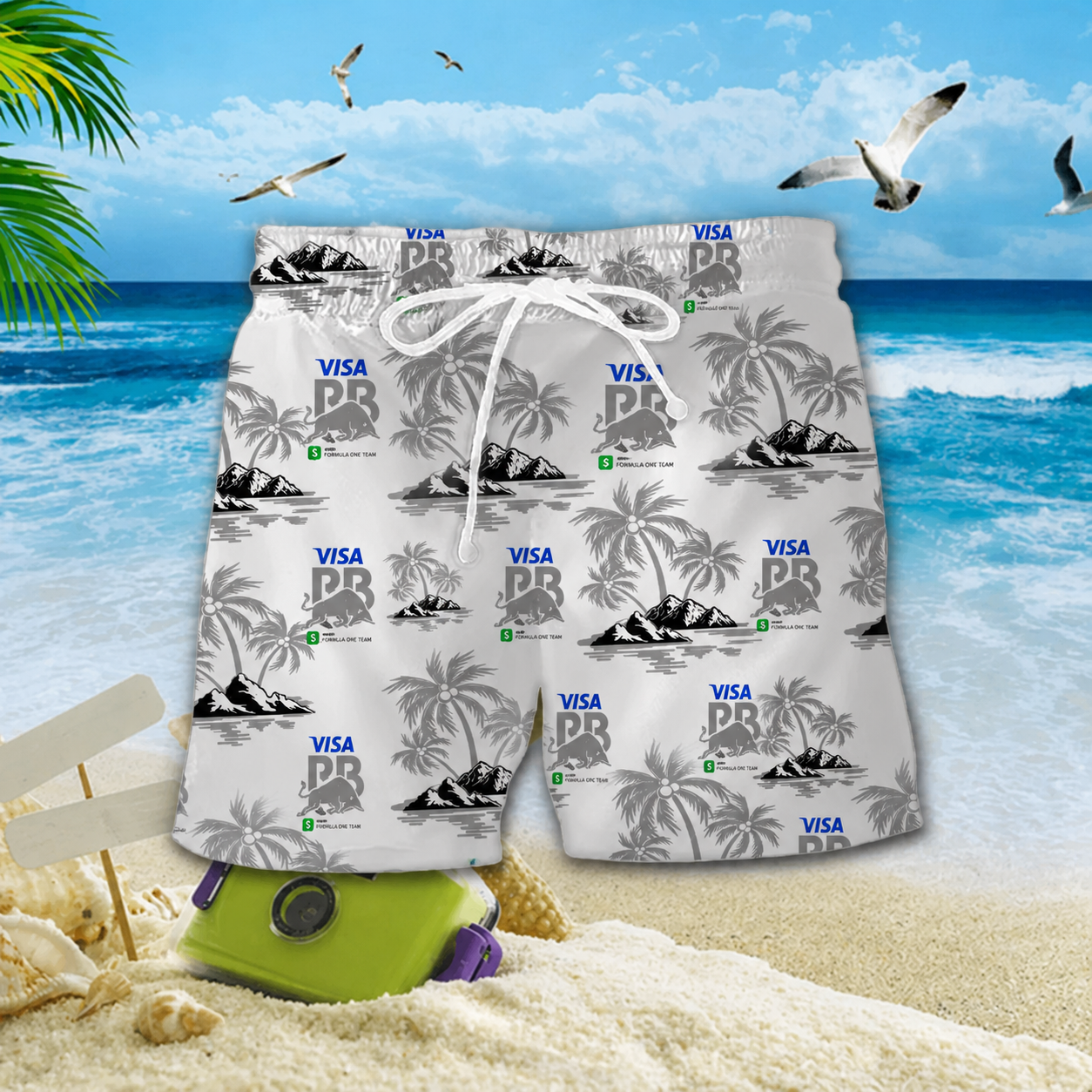 [FAN MUST-HAVE] NEW CUSTOMIZED F110 RBU RACING BULLS UNISEX HAWAIIAN SHIRT & SHORTS SET