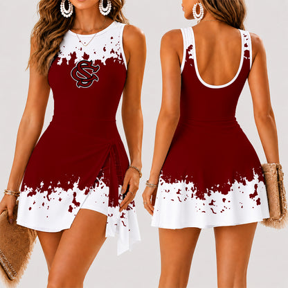 [FAN FAVORITE] NEW CUSTOMIZED NCAA CWS10 SCG SOUTH CAROLINA GAMECOCKS WOMEN'S SUMMER SKORT DRESS