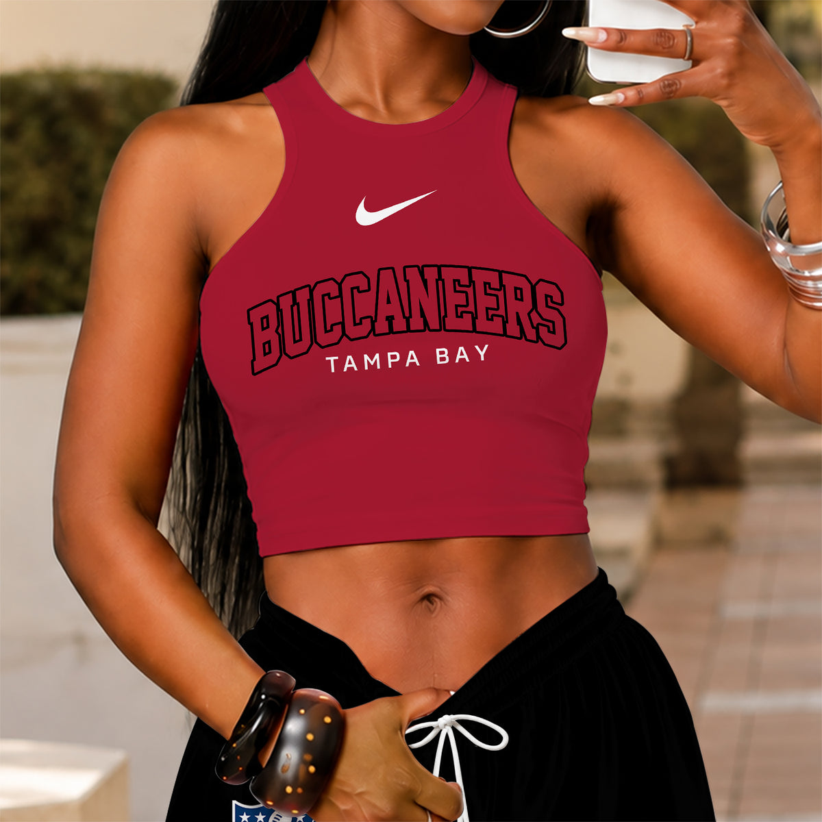 [SPECIAL OFFER] NEW CUSTOMIZED NFL10 TBB TAMPA BAY BUCCANEERS WOMEN'S CROP TOP & LONGPANTS SET
