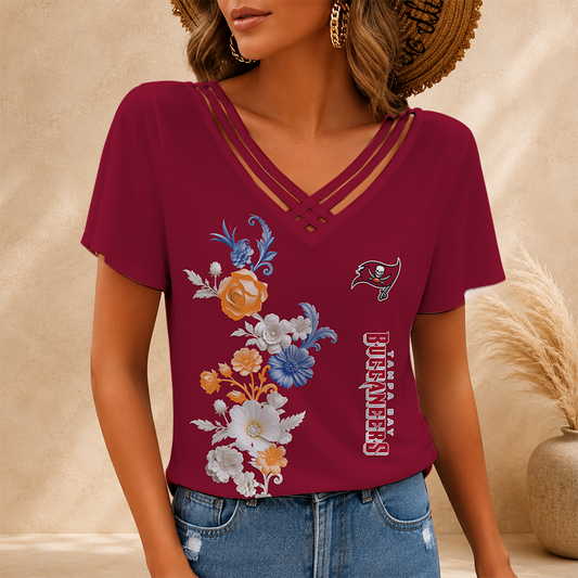 [SPECIAL OFFER] NEW CUSTOMIZED NFL10 TBB TAMPA BAY BUCCANEERS V-NECK SHIRT