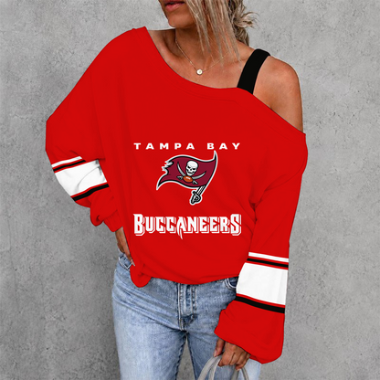 [SPECIAL OFFER] NEW CUSTOMIZED NFL10 TBB TAMPA BAY BUCCANEERS WOMEN'S OFF-SHOULDER LONG SLEEVE SHIRT