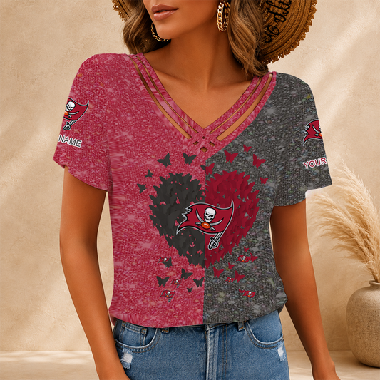 [SPECIAL OFFER] NEW CUSTOMIZED NFL10 TBB TAMPA BAY BUCCANEERS V-NECK SHIRT
