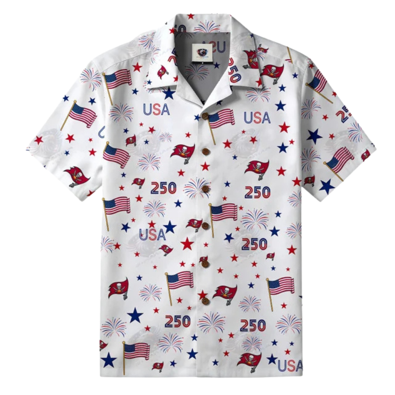 LIMITED EDITION - NEW CUSTOMIZED NFL10 TBB TAMPA BAY BUCCANEERS PATRIOTIC 250 USA HAWAIIAN SHIRT
