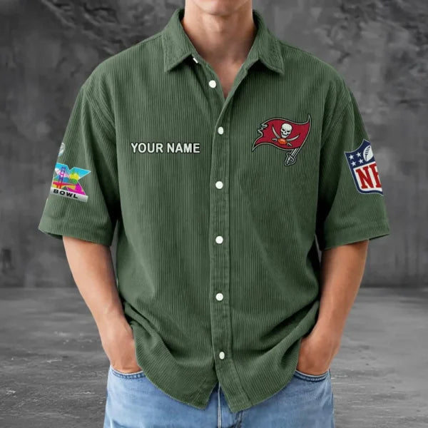 [HOT DEAL] NEW CUSTOMIZED NFL10 TBB TAMPA BAY BUCCANEERS SEERSUCKER BUTTON SHIRT