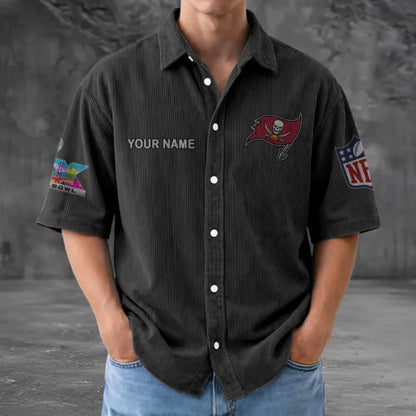 [HOT DEAL] NEW CUSTOMIZED NFL10 TBB TAMPA BAY BUCCANEERS SEERSUCKER BUTTON SHIRT