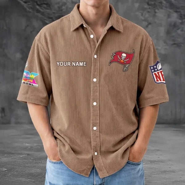 [HOT DEAL] NEW CUSTOMIZED NFL10 TBB TAMPA BAY BUCCANEERS SEERSUCKER BUTTON SHIRT