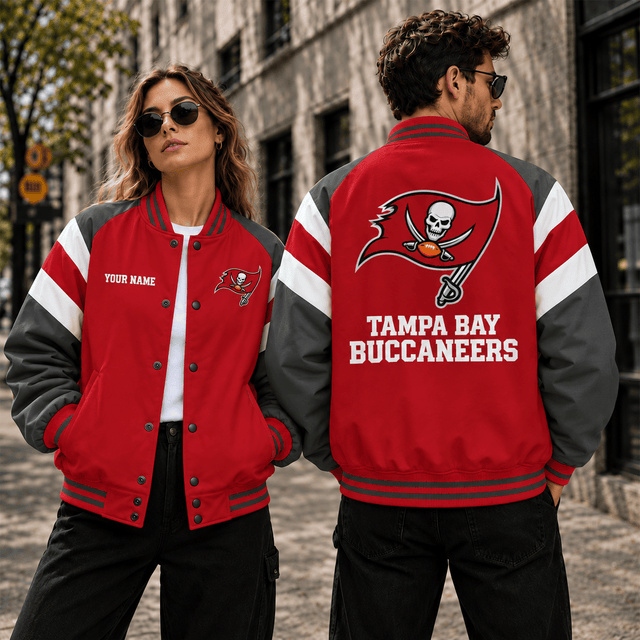 [SPECIAL OFFER] NEW CUSTOMIZED NFL10 TBB TAMPA BAY BUCCANEERS SATIN VARSITY & BASEBALL JACKET