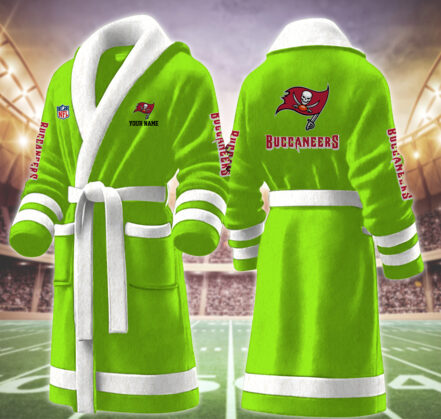 [SPECIAL OFFER] NEW CUSTOMIZED NFL10 TBB TAMPA BAY BUCCANEERS MULTICOLOR FLEECE BATHROBE