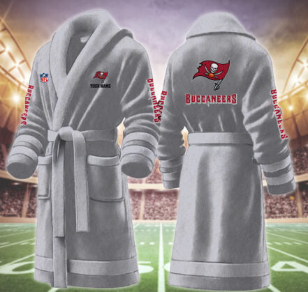 [SPECIAL OFFER] NEW CUSTOMIZED NFL10 TBB TAMPA BAY BUCCANEERS MULTICOLOR FLEECE BATHROBE