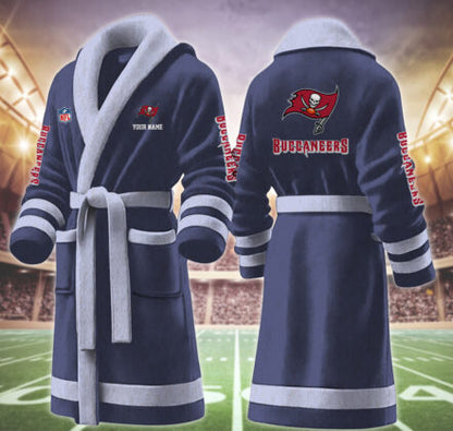 [SPECIAL OFFER] NEW CUSTOMIZED NFL10 TBB TAMPA BAY BUCCANEERS MULTICOLOR FLEECE BATHROBE