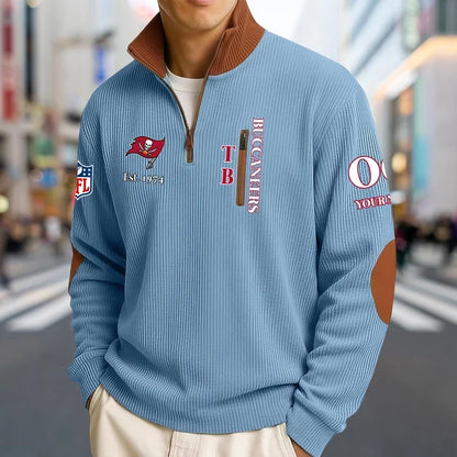 [SPECIAL OFFER] NEW CUSTOMIZED NFL10 TBB TAMPA BAY BUCCANEERS MULTICOLOR STRIPED QUATER ZIP SWEATSHIRT