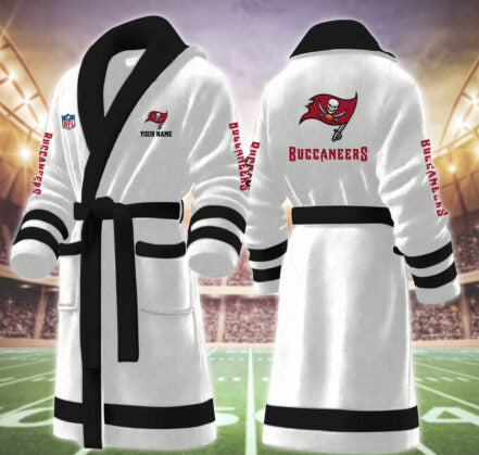 [SPECIAL OFFER] NEW CUSTOMIZED NFL10 TBB TAMPA BAY BUCCANEERS MULTICOLOR FLEECE BATHROBE
