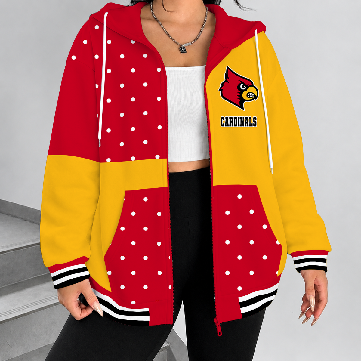 [FAN FAVORITE] NEW CUSTOMIZED NCAA FBS10 ULC LOUISVILLE CARDINALS ZIP HOODIE