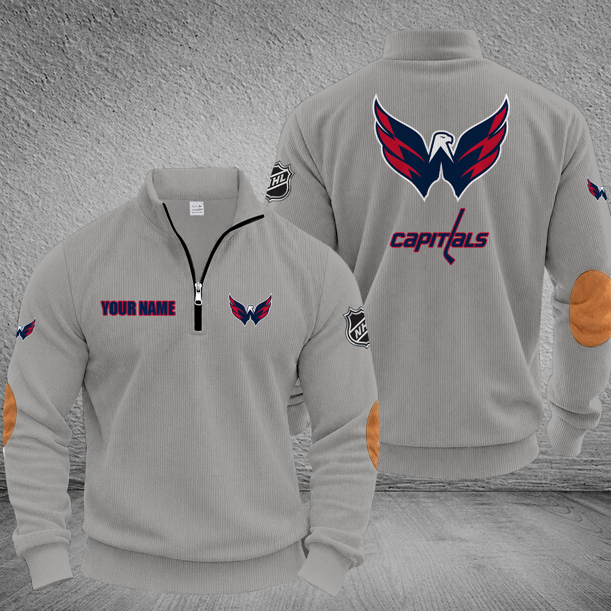[SUPER SALE] NEW CUSTOMIZED NHL10 WCP WASHINGTON CAPITALS MULTICOLOR STRIPED QUATER ZIP SWEATSHIRT
