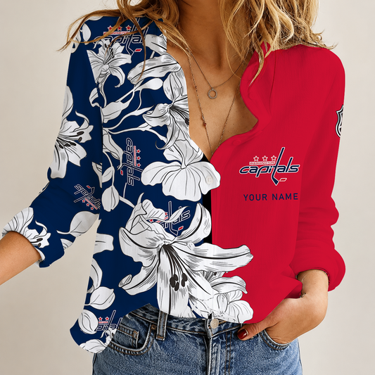 [SUPER SALE] NEW CUSTOMIZED NHL10 WCP WASHINGTON CAPITALS WOMEN CASUAL SHIRT