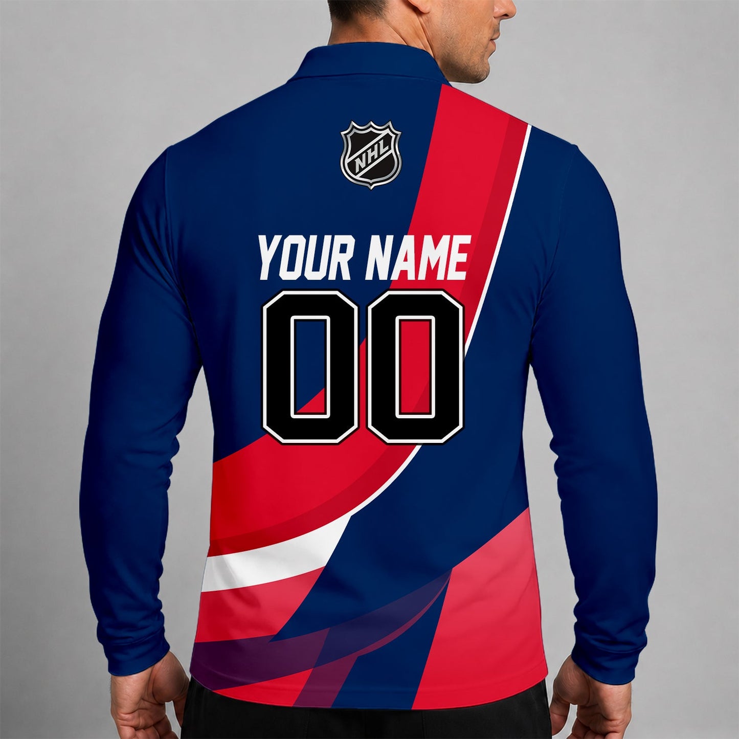 [SUPER SALE] NEW CUSTOMIZED NHL10 WCP WASHINGTON CAPITALS MEN LONG SLEEVE POLO