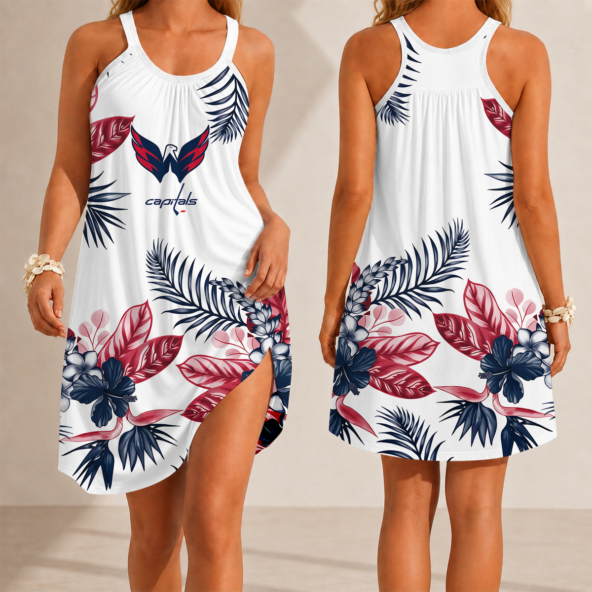 [SUPER SALE] NEW CUSTOMIZED NHL10 WCP WASHINGTON CAPITALS CAMISOLE DRESS