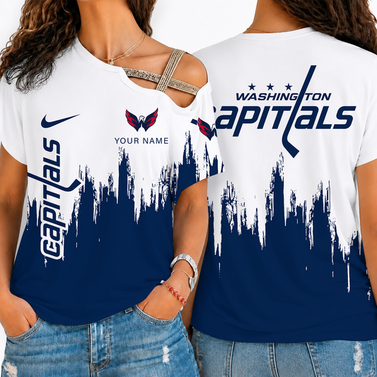 [SUPER SALE] NEW CUSTOMIZED NHL10 WCP WASHINGTON CAPITALS SHOULDER SHIRT