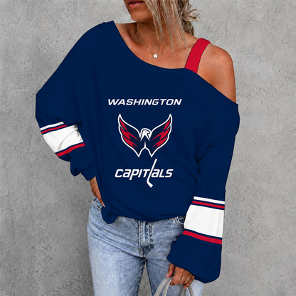 [SUPER SALE] NEW CUSTOMIZED NHL10 WCP WASHINGTON CAPITALS DROP SHOULDER SWEATSHIRT