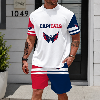 [SUPER SALE] NEW CUSTOMIZED NHL10 WCP WASHINGTON CAPITALS UNISEX T-SHIRT & SHORTS SET