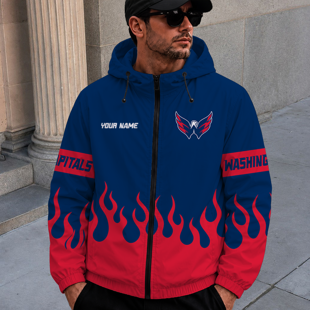 [SUPER SALE] NEW CUSTOMIZED NHL10 WCP WASHINGTON CAPITALS WINDBREAKER JACKET