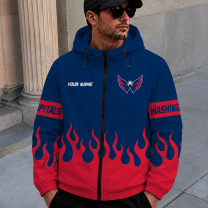 [SUPER SALE] NEW CUSTOMIZED NHL10 WCP WASHINGTON CAPITALS WINDBREAKER JACKET