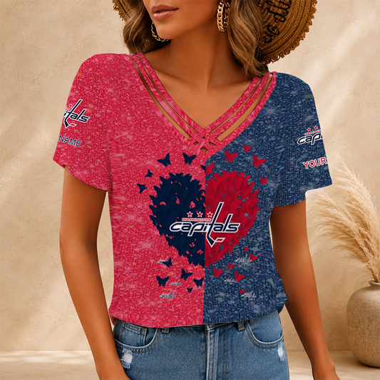 [SUPER SALE] NEW CUSTOMIZED NHL10 WCP WASHINGTON CAPITALS V-NECK SHIRT