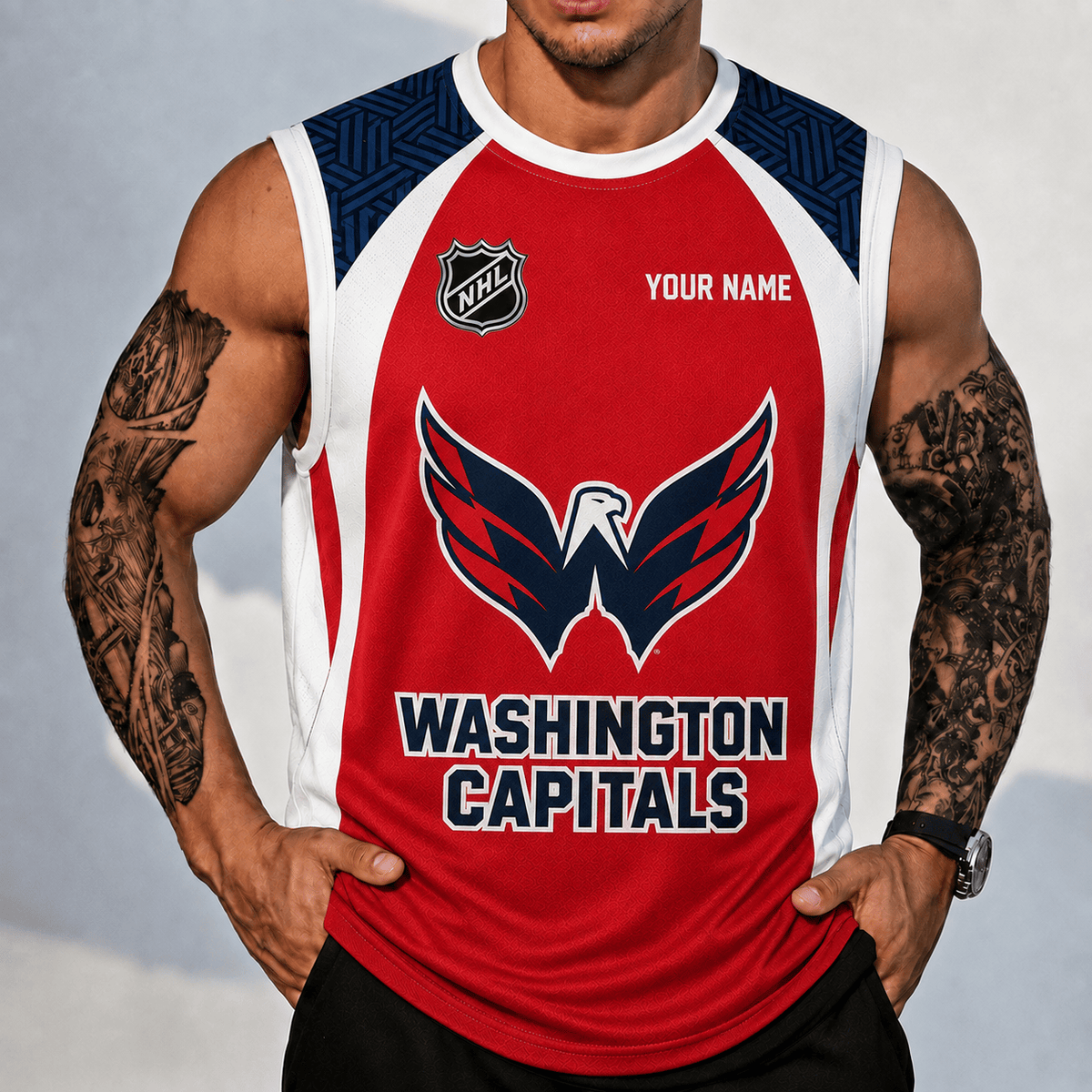 [SUPER SALE] NEW CUSTOMIZED NHL10 WCP WASHINGTON CAPITALS TANK TOP & GYM SHIRT