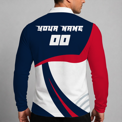 [SUPER SALE] NEW CUSTOMIZED NHL10 WCP WASHINGTON CAPITALS MEN LONG SLEEVE POLO