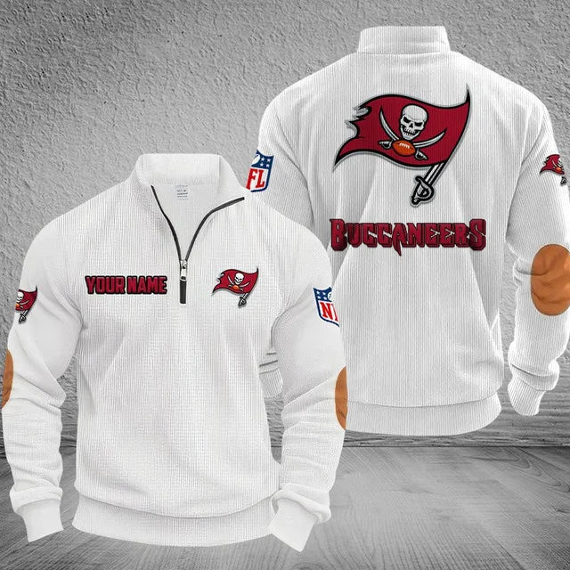 [SPECIAL OFFER] NEW CUSTOMIZED NFL10 TBB TAMPA BAY BUCCANEERS MULTICOLOR STRIPED QUATER ZIP SWEATSHIRT