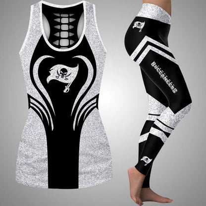 [SPECIAL OFFER] NEW CUSTOMIZED NFL10 TBB TAMPA BAY BUCCANEERS HOLLOW TANK TOP & LEGGINGS SET