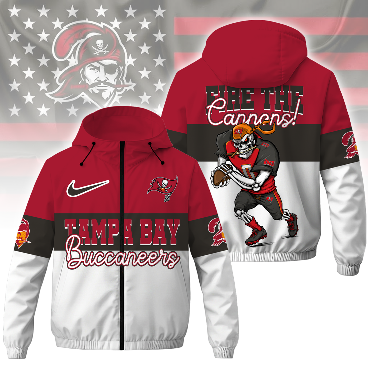 [SPECIAL OFFER] NEW CUSTOMIZED NFL10 TBB TAMPA BAY BUCCANEERS WINDBREAKER JACKET