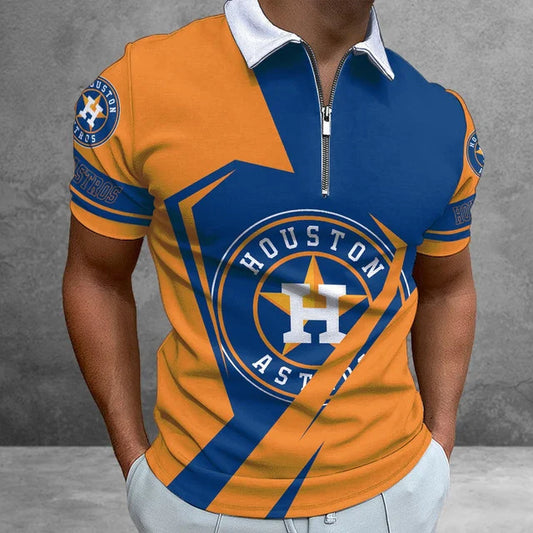 [FLASH SALE] NEW CUSTOMIZED MLB10 HAS HOUSTON ASTROS ZIP POLO SHIRT
