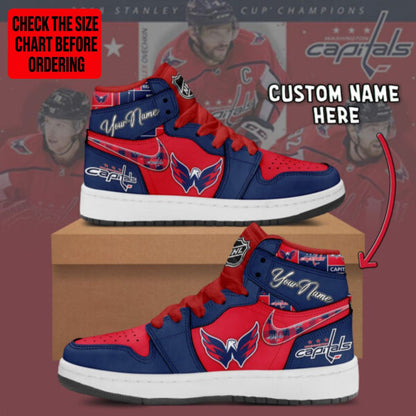 [SUPER SALE] NEW CUSTOMIZED NHL10 WCP WASHINGTON CAPITALS AIR JORDAN SNEAKERS