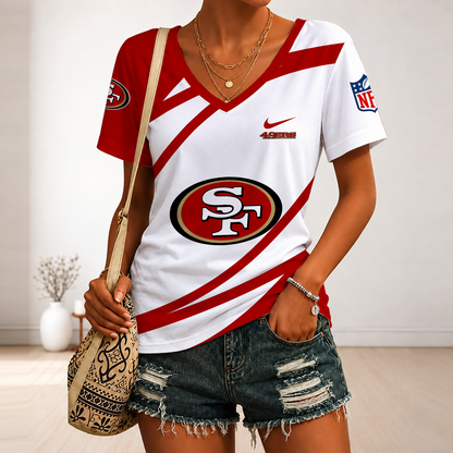 [SPECIAL OFFER] NEW CUSTOMIZED NFL11 SF49 SAN FRANCISCO 49ERS V-NECK FEMALE SHIRT