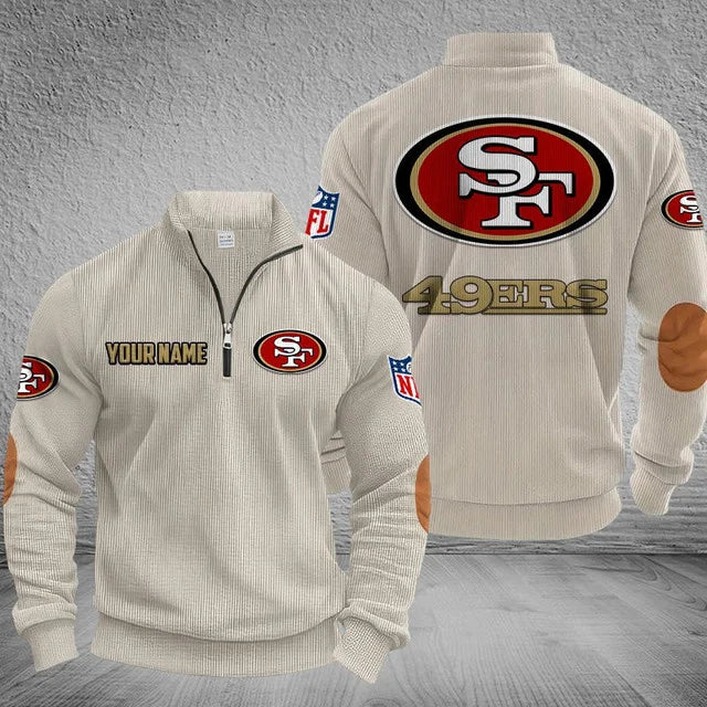 [SPECIAL OFFER] NEW CUSTOMIZED NFL11 SF49 SAN FRANCISCO 49ERS MULTICOLOR STRIPED QUATER ZIP SWEATSHIRT