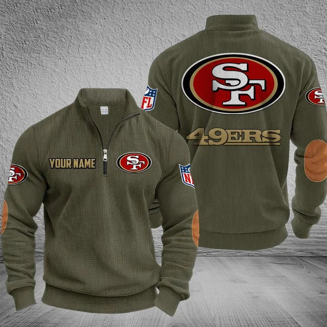 [SPECIAL OFFER] NEW CUSTOMIZED NFL11 SF49 SAN FRANCISCO 49ERS MULTICOLOR STRIPED QUATER ZIP SWEATSHIRT