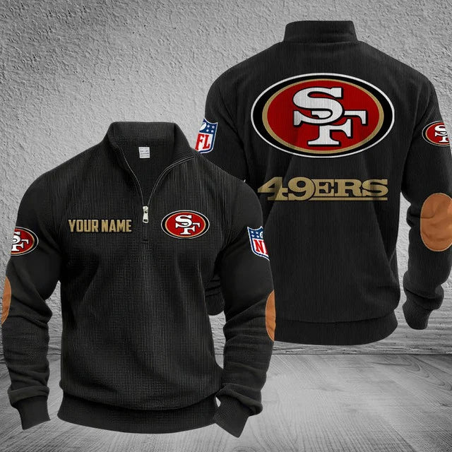 [SPECIAL OFFER] NEW CUSTOMIZED NFL11 SF49 SAN FRANCISCO 49ERS MULTICOLOR STRIPED QUATER ZIP SWEATSHIRT
