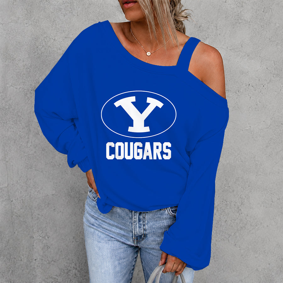 [FAN FAVORITE] NEW CUSTOMIZED NCAA FBS11 BYU BYU COUGARS DROP SHOULDER SWEATSHIRT