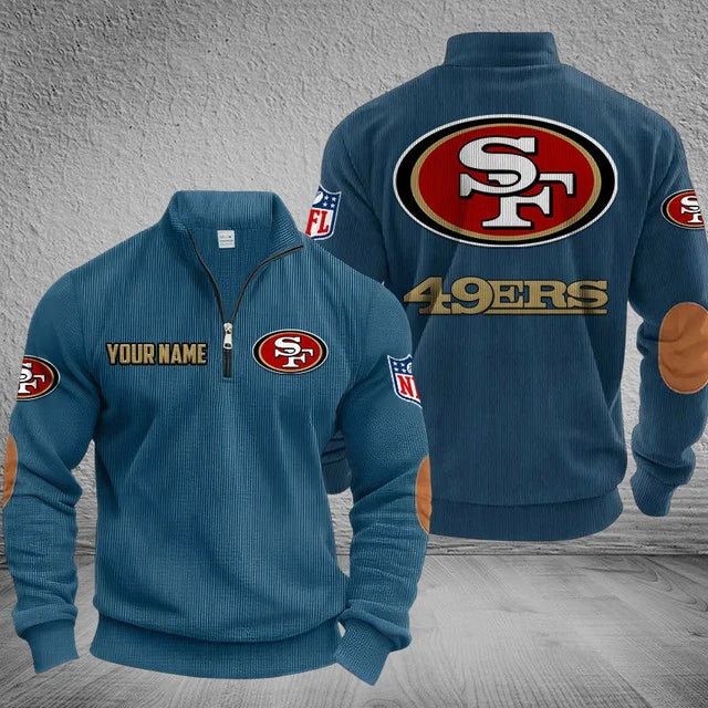 [SPECIAL OFFER] NEW CUSTOMIZED NFL11 SF49 SAN FRANCISCO 49ERS MULTICOLOR STRIPED QUATER ZIP SWEATSHIRT