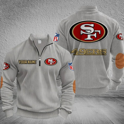 [SPECIAL OFFER] NEW CUSTOMIZED NFL11 SF49 SAN FRANCISCO 49ERS MULTICOLOR STRIPED QUATER ZIP SWEATSHIRT