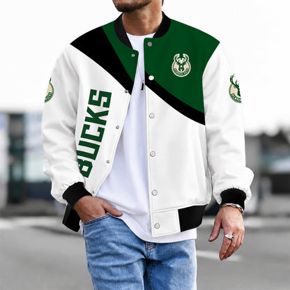 [HOT DEAL] NEW CUSTOMIZED NBA11 MBU MILWAUKEE BUCKS BASEBALL JACKET, SATIN VARSITY JACKET