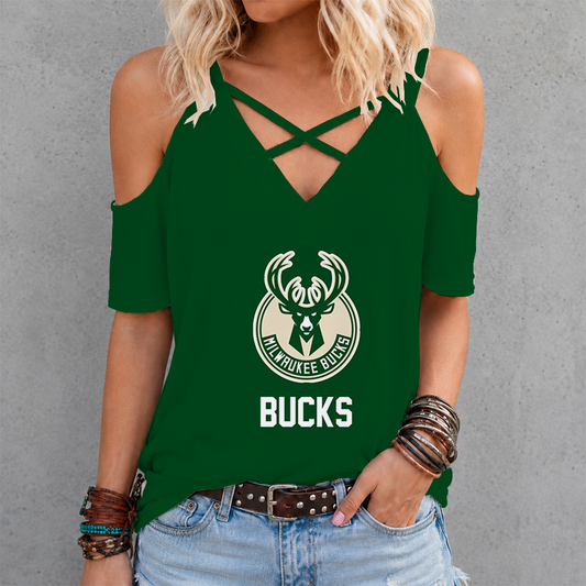 [HOT DEAL] NEW CUSTOMIZED NBA11 MBU MILWAUKEE BUCKS CRISS CROSS V-NECK TOP