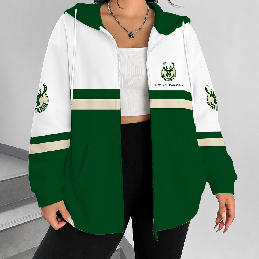 [HOT DEAL] NEW CUSTOMIZED NBA11 MBU MILWAUKEE BUCKS ZIP HOODIE