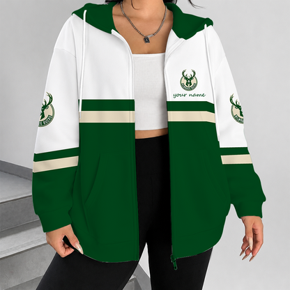 [HOT DEAL] NEW CUSTOMIZED NBA11 MBU MILWAUKEE BUCKS ZIP HOODIE