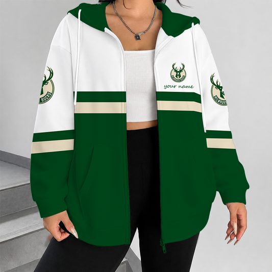 [HOT DEAL] NEW CUSTOMIZED NBA11 MBU MILWAUKEE BUCKS ZIP HOODIE