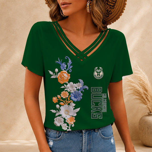 [HOT DEAL] NEW CUSTOMIZED NBA11 MBU MILWAUKEE BUCKS V-NECK SHIRT