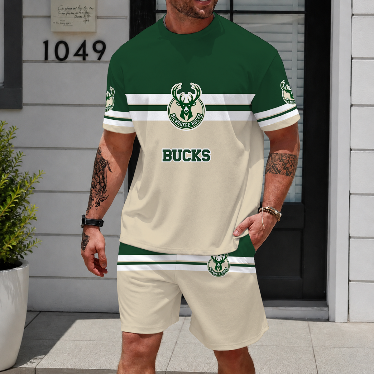 [HOT DEAL] NEW CUSTOMIZED NBA11 MBU MILWAUKEE BUCKS UNISEX T-SHIRT & SHORTS SET
